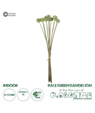 GloboStar® Artificial Garden PALE GREEN DANDELION BOUQET 21362 Τεχνητό Διακοσμητικό Ταραξάκο Μπουκέτο Y54cm
